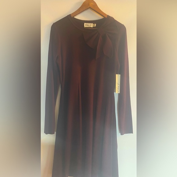 Eliza J fit and flare ribbed sweater dress, deep purple - Picture 3 of 8